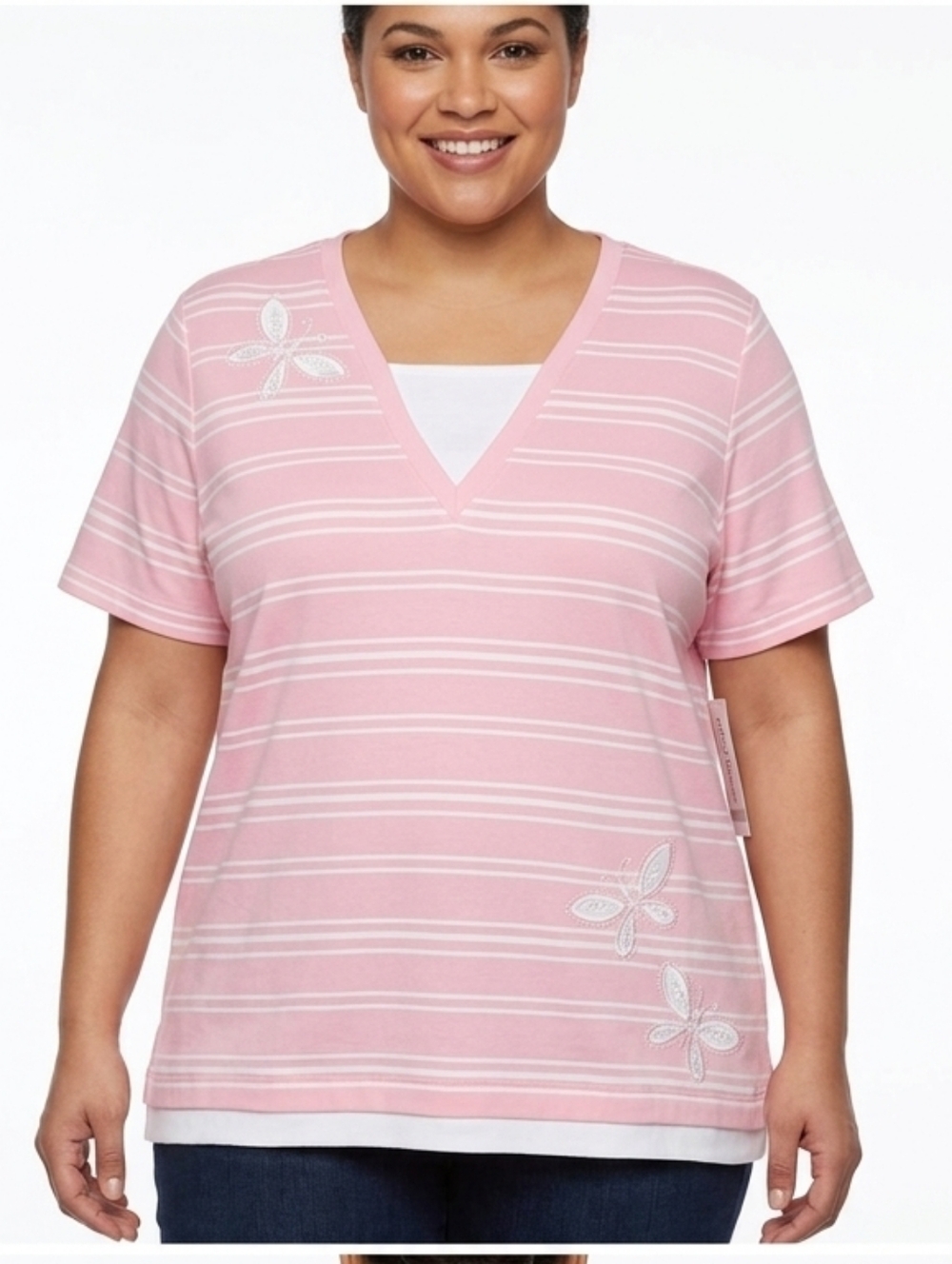 NWT Alfred Dunner Butterfly Striped Top (Runs Big)